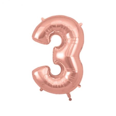 בלון ספרה 3 (צבע רוזגולד) 36'